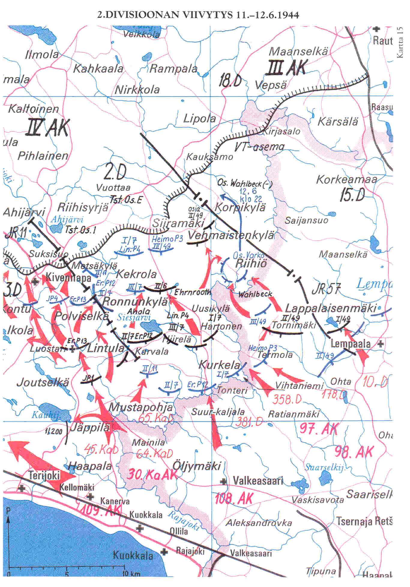 Viivytystaistelut VT-asemaan 11.-12.6.1944