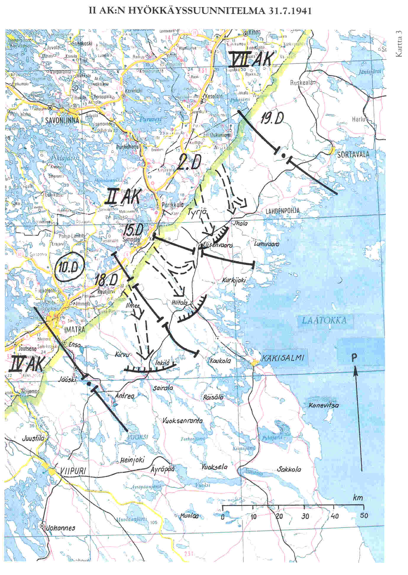 II AK:n hyökkäyssuunnitelma 31.7.1941